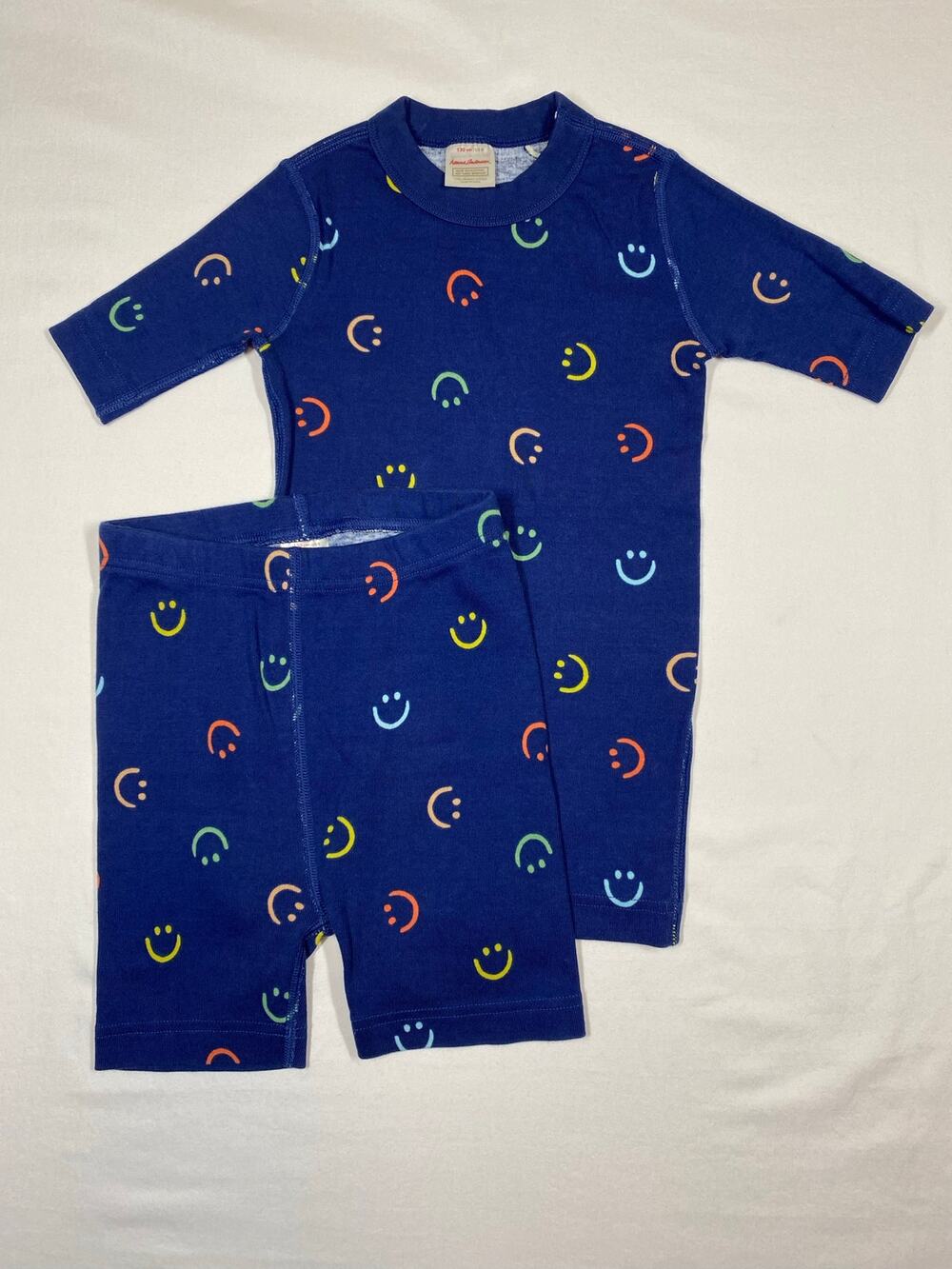 Hanna Andersson Kids Size 8 Happy Days Print Short John Pajama Set Smiley Face